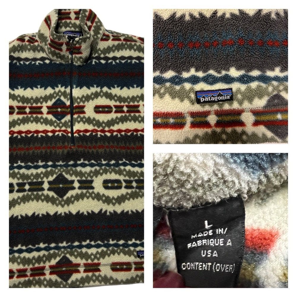 Rare Vintage Patagonia Synchilla Fleece Sweater Aztec Tribal Made in USA Large